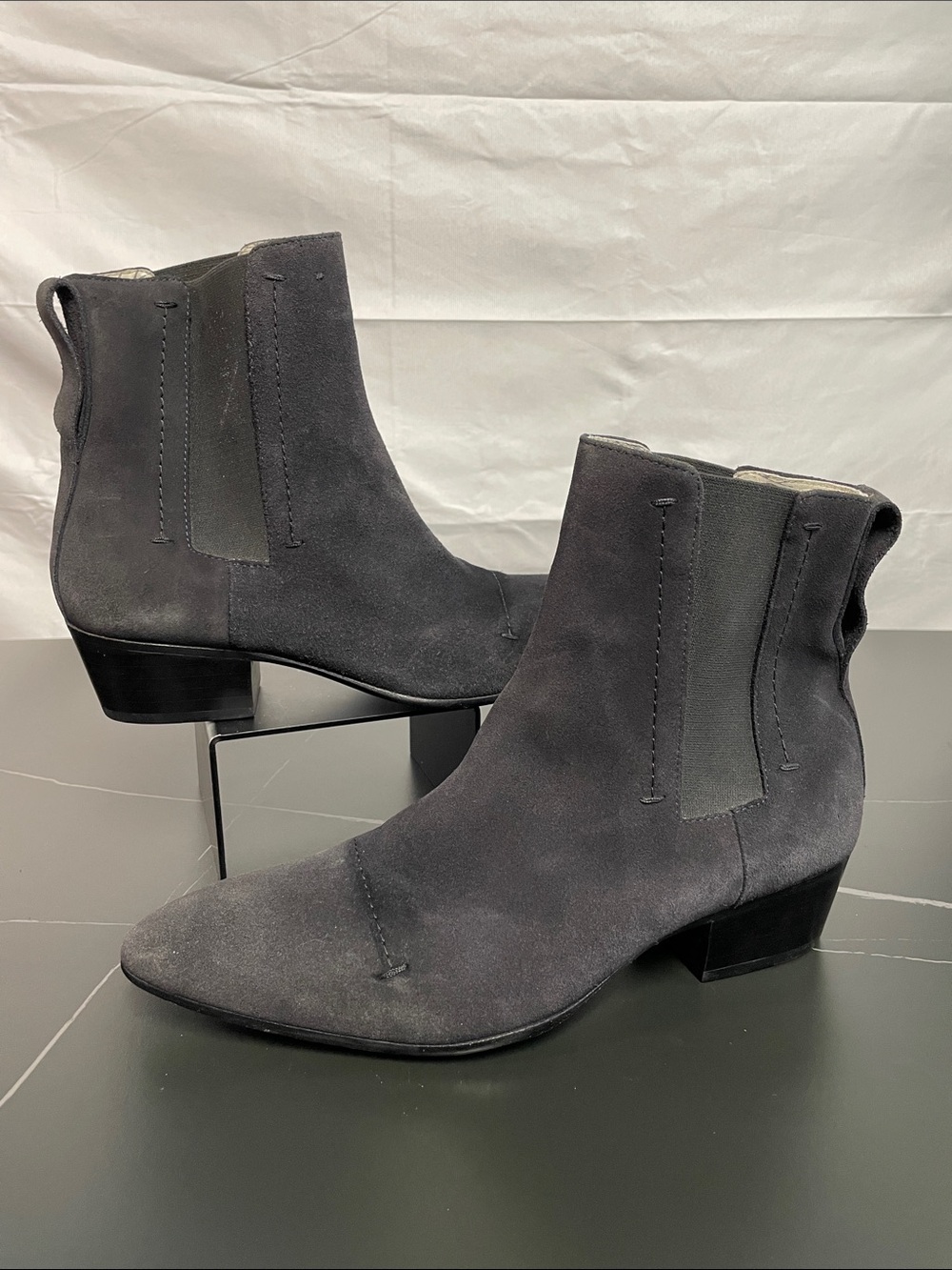 ROCHAS PARIS MENS GENUINE SUEDE GREY ANKLE CHELSEA BOOTS FTL-09-046
